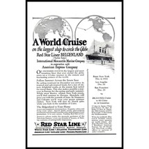 1924 Red Star Line World Cruise Belgenland Vintage Print Ad Globe Map Wall Art - £8.99 GBP