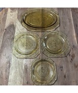 4 Amber Yellow Federal MADRID Vintage Depression Glass Plates - €20,82 EUR