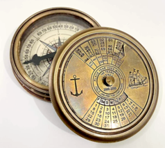 Nautical Brass Compass Calendar with Robert Frost Poem Inside Lid gift item new - £20.33 GBP