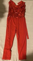 Wonder Nation Girls Sequined Red Jumpsuit Size 4-5 - £9.41 GBP