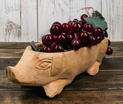 Rustic Wooden Hand Carved Tiki Animal Farm Pig Serving Dish Bowl Tray Pl... - $657.83 MXN