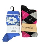 Vera Bradley Womens Crew Socks Sweet Garden Blue &amp; My Socks Black Pink A... - $18.80