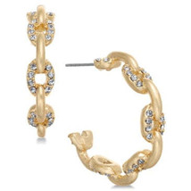 Charter Club Small Gold-Tone Pave Link Small Hoop Earrings - £11.76 GBP