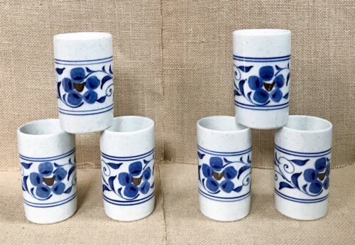 Hacienda By Hozan Otagiri Blue Flower Speckled Japanese Tea Cup Coffee Mug Set - £54.49 GBP