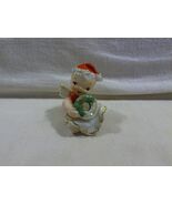 Vintage Lefton Japan Ceramic Christmas Baby Angel with Wreath Figurine - $13.95