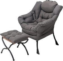 Welnow Lazy Chair With Ottoman, Modern Lounge Accent Chair With, Dark Grey - $2,664.58 MXN