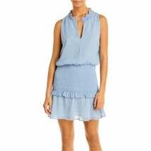 $88 Aqua Womens V Neck Smocked Mini Dress Blue Size Medium - $30.69