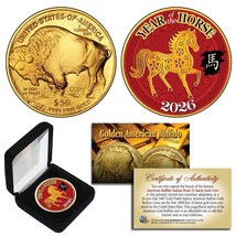 2026 Lunar YEAR OF HORSE 24K Gold Clad $50 American Buffalo Tribute Coin... - $14.95