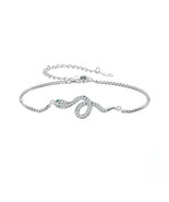 Snake Shaped Sterling Silver S925 White Gold Plated Bracelet - $23.90