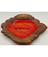 Treasure Craft Ashtray PORTS O&#39;CALL CALIFORNIA 1980&#39;s Red/Orange Splash ... - $19.80