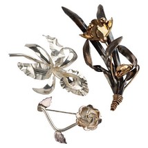 Tre (3) Vintage Argento Sterling Fiore Spille - $93.64