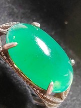 Icy Ice Dark Green 100% Natural Burma Jadeite Jade Saddle Ring #Type A Jadeite# - £774.35 GBP