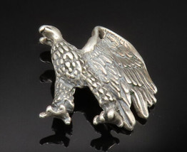 925 Sterling Silver -  Vintage Sculpted Flying Eagle Bird Pendant - PT20598 - £54.69 GBP