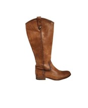 Frye Melissa Button Inside Zip Tall Leather Boots Cognac Distressed Size 9 - $116.82