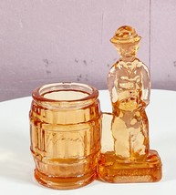 Charlie Chaplin Toothpick Holder Candy Container Orange Glass Vintage Glass - £10.81 GBP