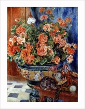 painting Giclee Art Print Geraniums and cats by Pierre-Auguste Renoir   Canvas - £6.92 GBP+