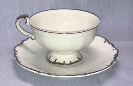 Bristol Fine China Nobility S-3213 Hand Painted White Silver Teacup W/ S... - £6.78 GBP