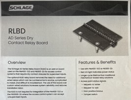 SCHLAGE RLBD RELAY BOARD KIT FOR PIM400-TD2 OR PIB300-2D DOOR ACCESS SYSTEM - $11.15 CAD
