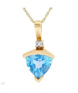 2.03ctw DIAMOND &amp; Blue TOPAZ 10K Yellow Gold 18&quot; Gemstone Necklace Pendant - $3,565.44 MXN