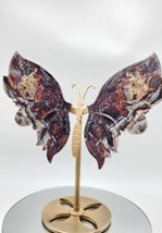 Mexican Agate Butterfly Wings And Stand, Crazy Lace Agate, Gemstone Wings - £119.29 GBP