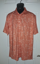 Men&#39;s Dunning Coral/Orange Tropical Print Golf Polo Shirt Size Large - $37.04