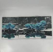 3 Panel Canvas Art Wall Decor Modern Flowers Painting Blue Orchid ... - $480.29 MXN