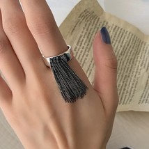 925 Stamp Rings for Women Trendy Elegant Charm Vintage Creative Unique Tassel De - £9.46 GBP