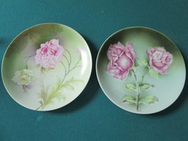 ANTIQUE GERMAN WEIMAR PSAG PAIR CURIO DISHES FLORAL ROSES 6 1/4&quot;  - $45.53