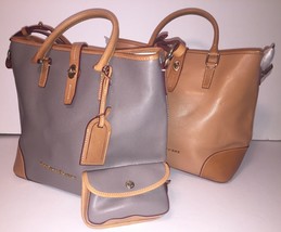 Dooney &amp; Bourke Pebble Embossed Leather Shelby Shopper Handbag LF36C Tan Gray - £186.57 GBP