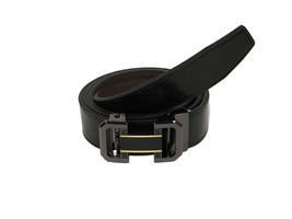 Men VALENTINI Leather Track Belt Adjustable Removable Buckle V536 Black - $35.00