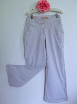 Anthropologie Elevenses Striped Wide Leg Pants 0 Gray White Cotton Stretch - $34.99