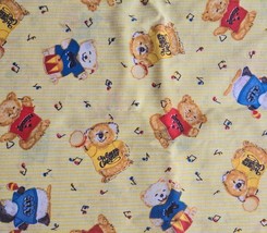 Hallmark Shirt Tales Cotton Fabric Music Yellow 1.9 Yards Penguins Yellow White - £11.74 GBP