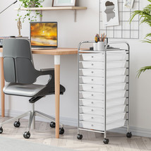 10 Drawer Rolling Storage Cart Scrapbook Paper Office Organizer Clear - £81.22 GBP