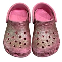 Crocs Pink Glitter Classic Clog Sandal Shoes Unisex Kids Size C9 - $12.00