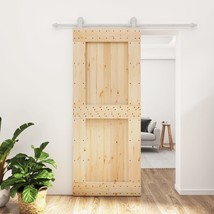 Sliding Door with Hardware Set 85x210 cm Solid Wood Pine - £127.33 GBP