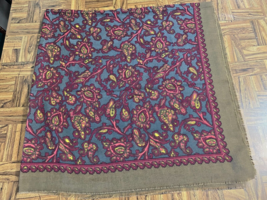 VTG Large Paisley Floral Square Shawl Wrap Scarf Made Italy 100% Polyest... - £10.11 GBP
