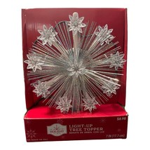 Holiday Time Light Up Silver Christmas Tree Topper 7 inch Clear Snowflake Star - £6.35 GBP
