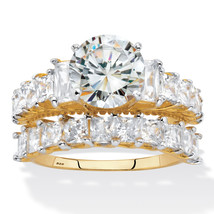 PalmBeach Jewelry 6.28 TCW Gold-Plated Sterling Silver CZ Round Bridal Ring Set - £25.03 GBP