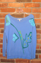 One of a Kind Gently Used Hand Painted Abstract Art Light Sweater Junior Size L - £23.50 GBP