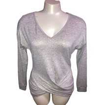 Daily Thread Women&#39;s XS V Neck Bunched Hem Heathered Gray - £10.16 GBP