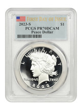 2023-S $1 Peace Dollar PCGS PR70DCAM (First Day of Issue) - $152.78