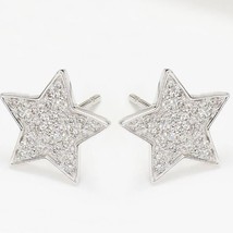 0.20CT Natural Diamond Cluster Star Stud Earrings 14K White Gold Plated Silver - £147.09 GBP