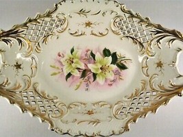 Antique Porcelain Basket LARGE 13 1/2&quot;  Reticulated &amp; Handled Early German - £76.04 GBP
