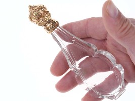 c1860 French 14k Gold top cut glass perfume bottle - $722.45