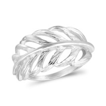 Elegant Nature Chunky Sterling Silver Leaf Wraparound Ring-9 - £14.10 GBP