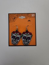 Women&#39;s Halloween Earrings Graphic New Orleans Voodoo  Skull Design - £4.66 GBP