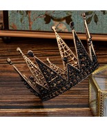Black Bridal Crown, Black Royal Crown, Black Crystal Bridal Crown, Weddi... - $41.10 CAD