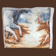 Vintage Beacon Horses Stallions Blanket Twin/Full 72” X 90” All Purpose Blanket - £23.52 GBP