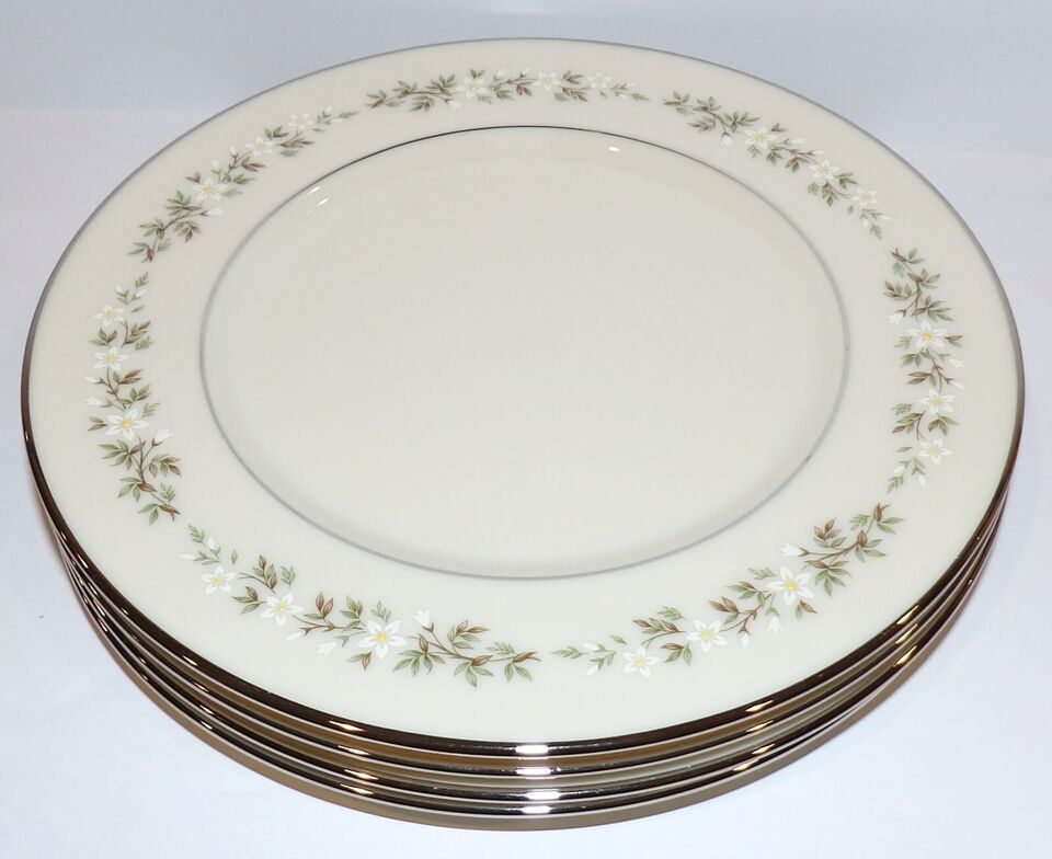 STUNNING SET OF 4 LENOX CHINA BROOKDALE 8 3/8" SALAD PLATES