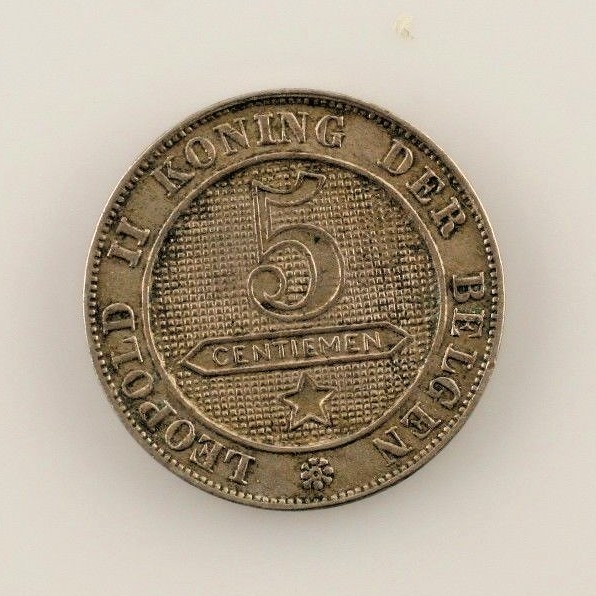 1900 Bélgica 5 Centimos Inscripción Holandesa (XF) Condición Extra Fine - $39.66